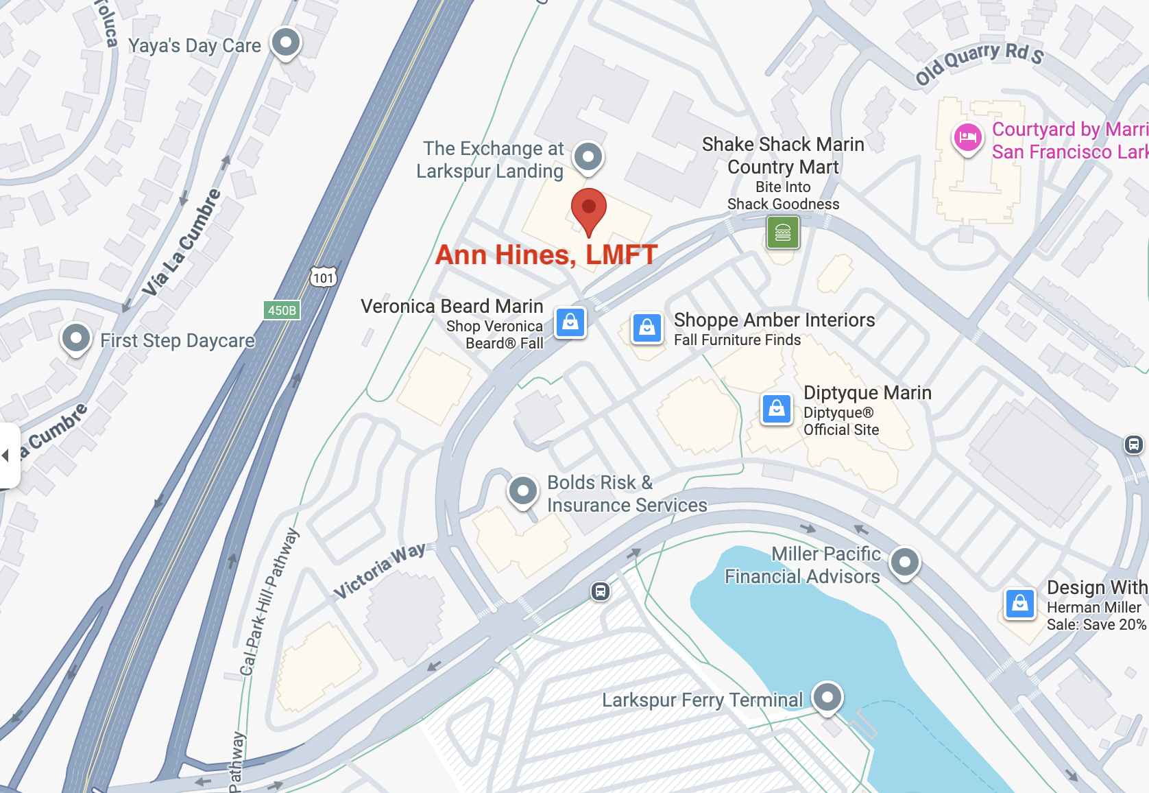 Map to Ann Woodward Hines office location